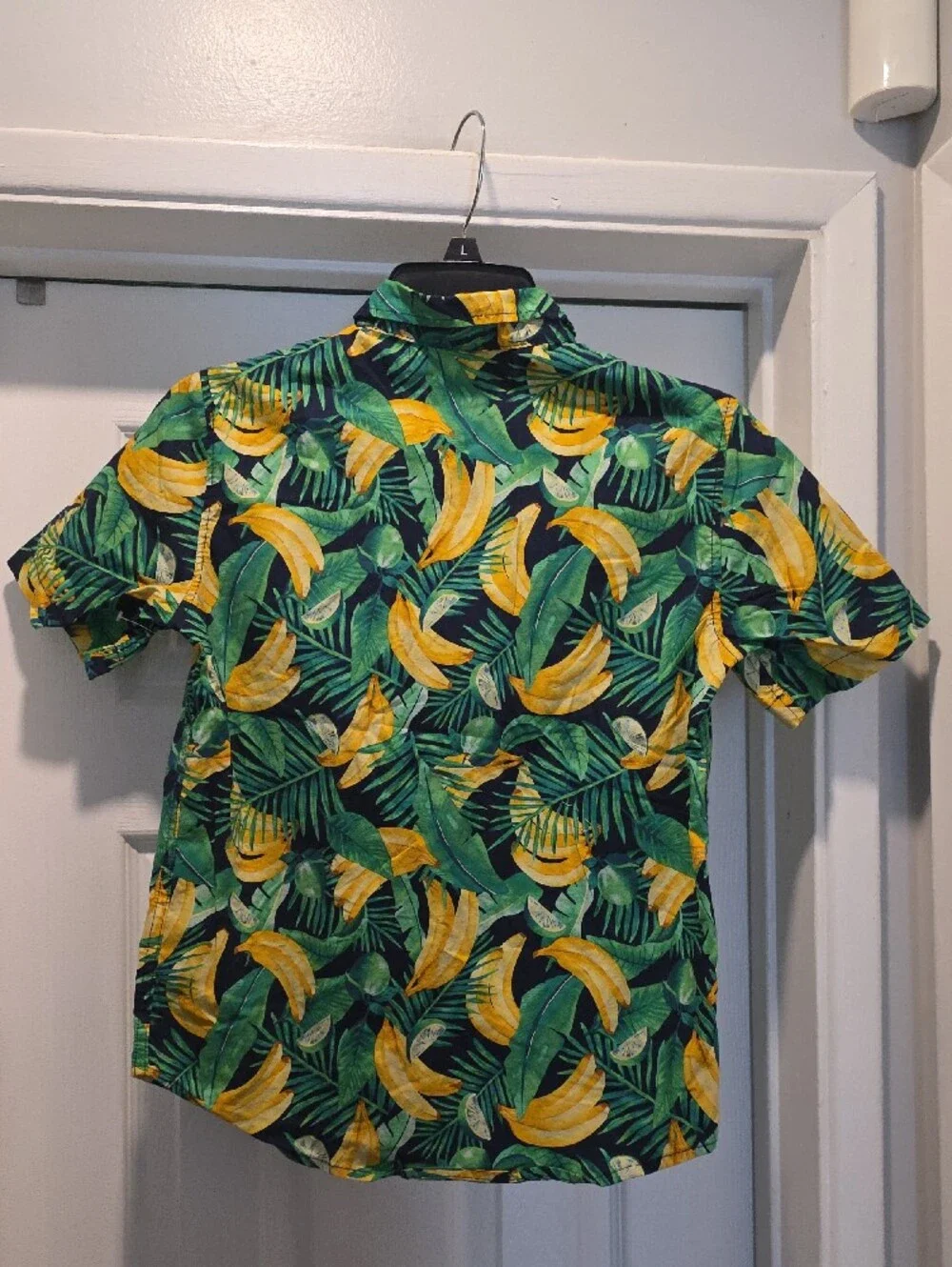 Old Navy Green and Yellow Tropical Banana Print Button-Up Shirt